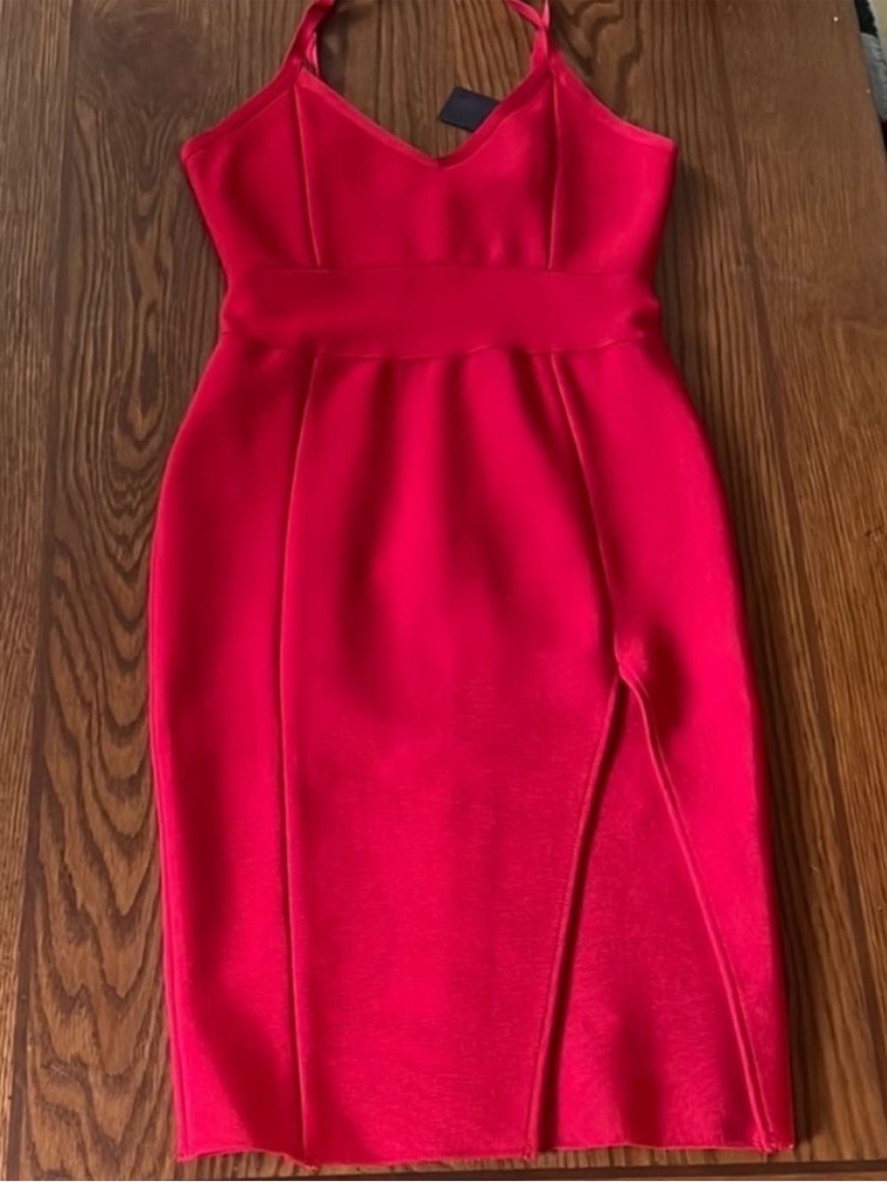 Hot Miami Styles • NWT • Women’s S • Spaghetti Strap Bandage Dress • Red